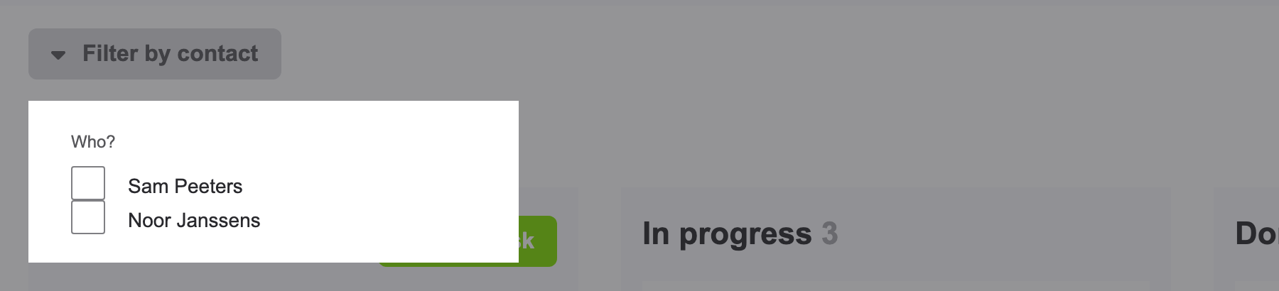 Filtering the board by contact