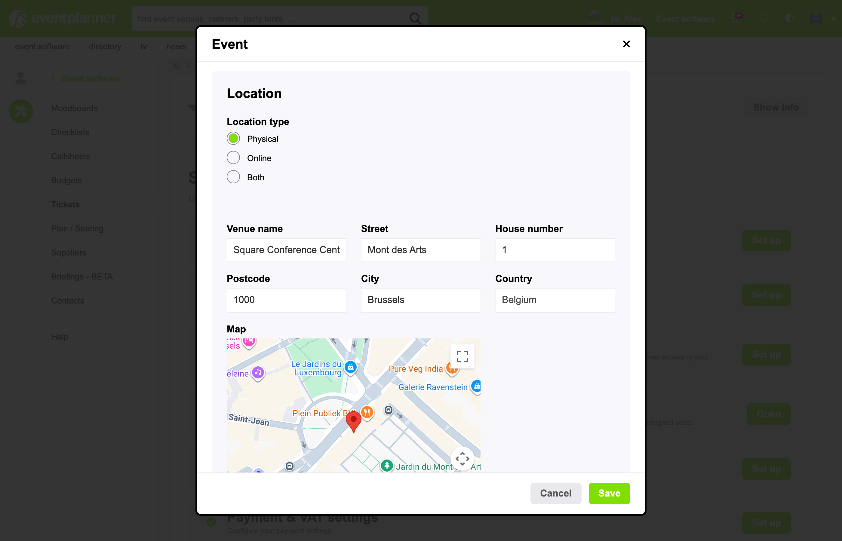 Location settings with the map
