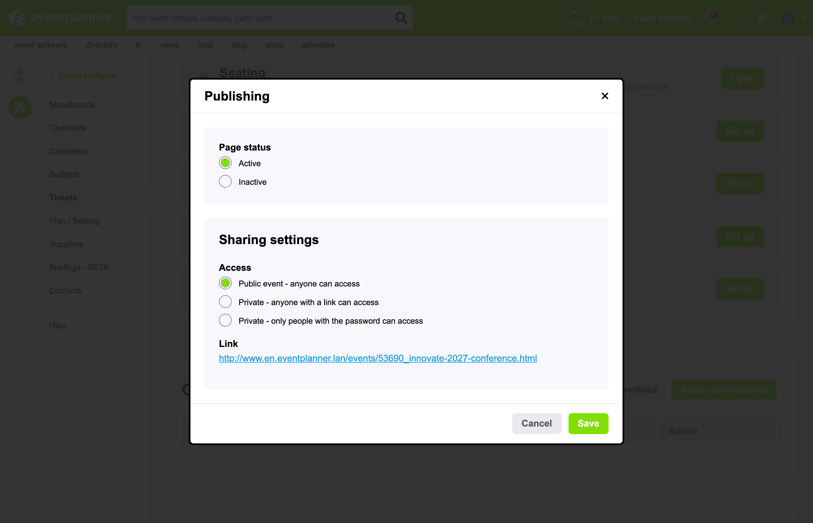 Publication settings