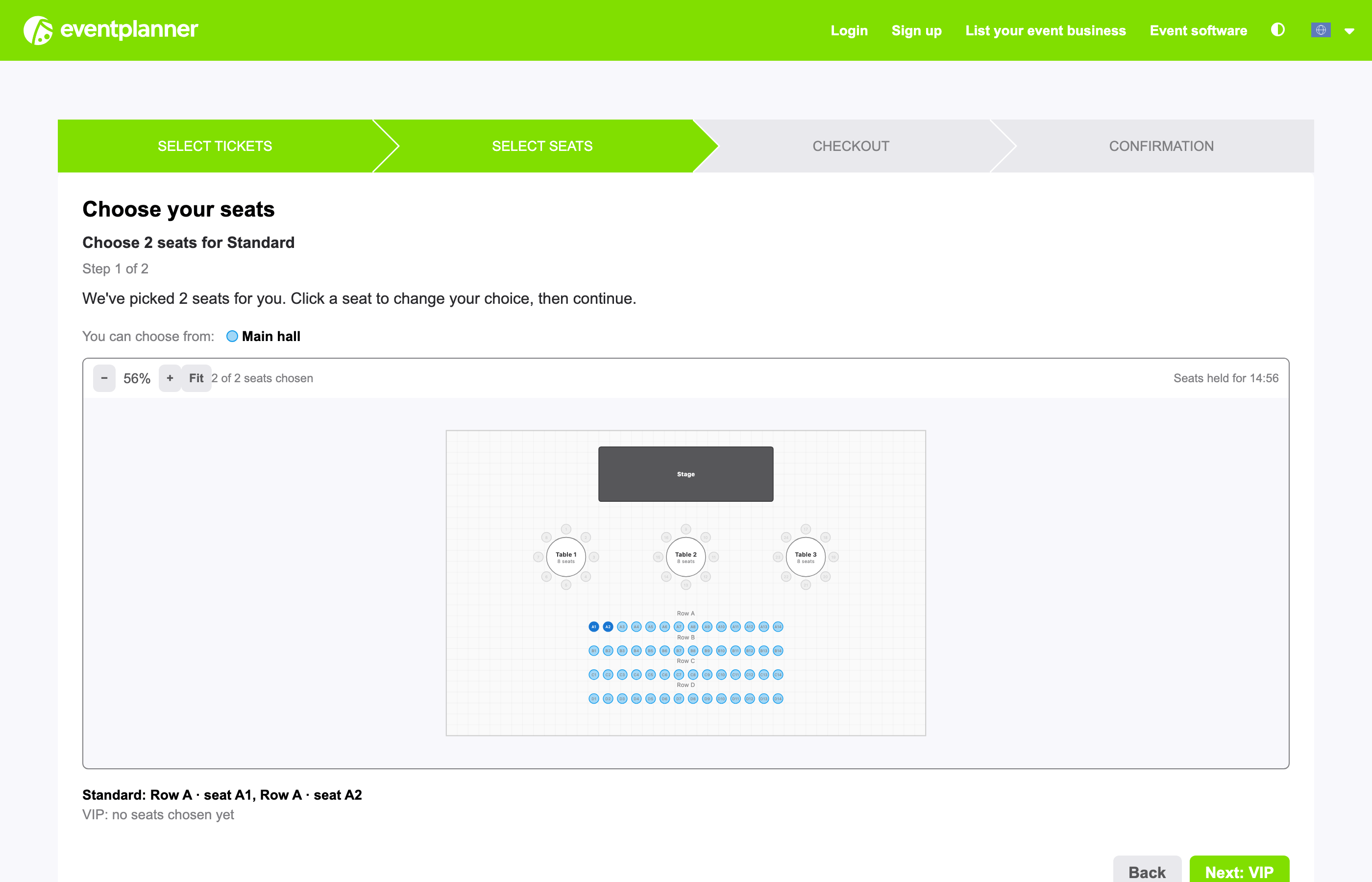 Picking seats on the plan