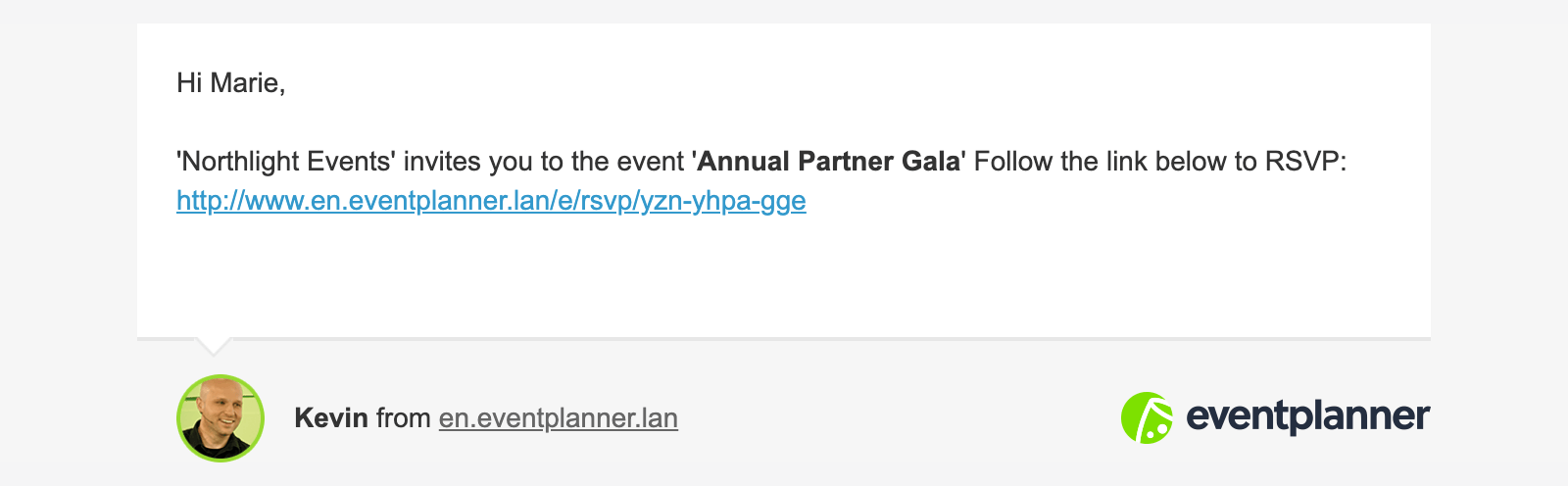 The invitation e-mail