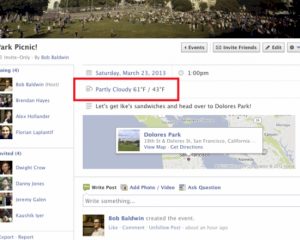 Facebook Adds Weather Forecast to Event Pages